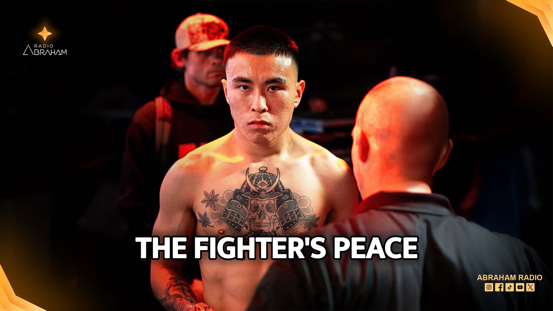 A Chinese-American man training in an MMA gym, symbolizing discipline and resilience.