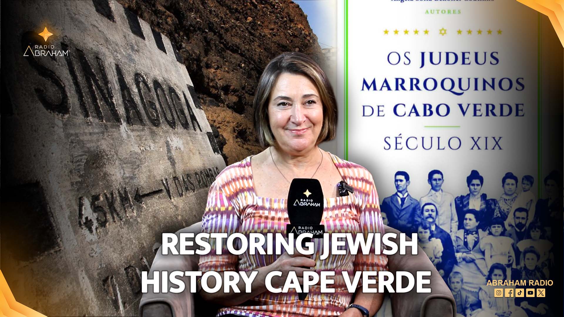 Carol Castiel holding the book The Moroccan Jews of Cabo Verde